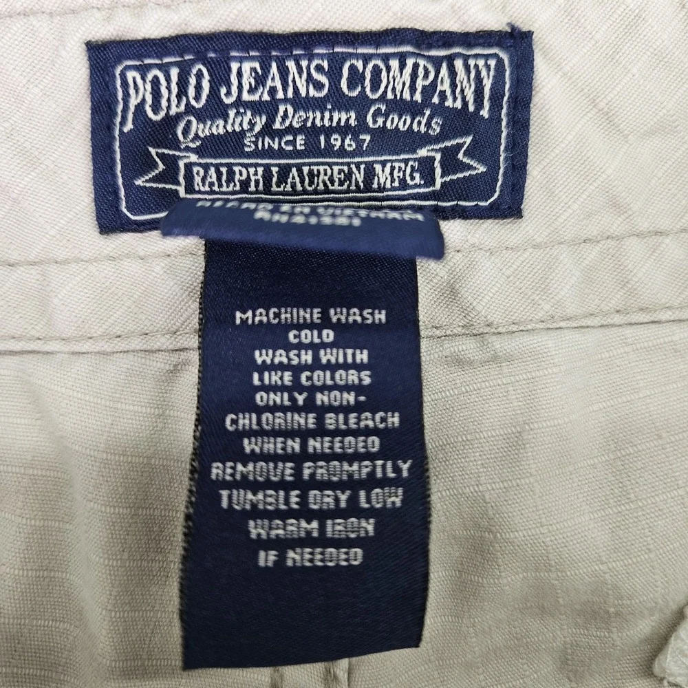 Polo Jeans Company Cargo Shorts Mens 32 Ralph Lauren Tan 90s Military Style Y2K